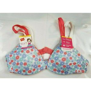 Hanes Girls 30/S Molded Wire Free Bra Bubbly Pink & Multi-color 2-pk NWT